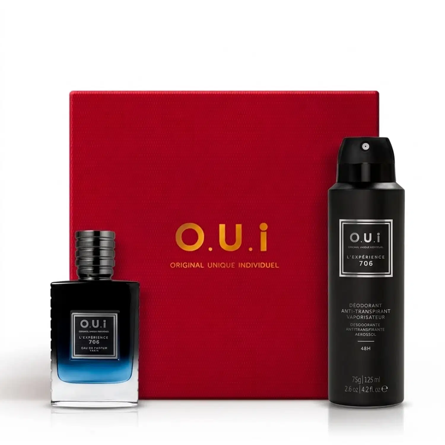 Combo L’Expérience 706: Eau de Parfum 30ml + Desodorante Aerossol 75g + Caixa de Presente