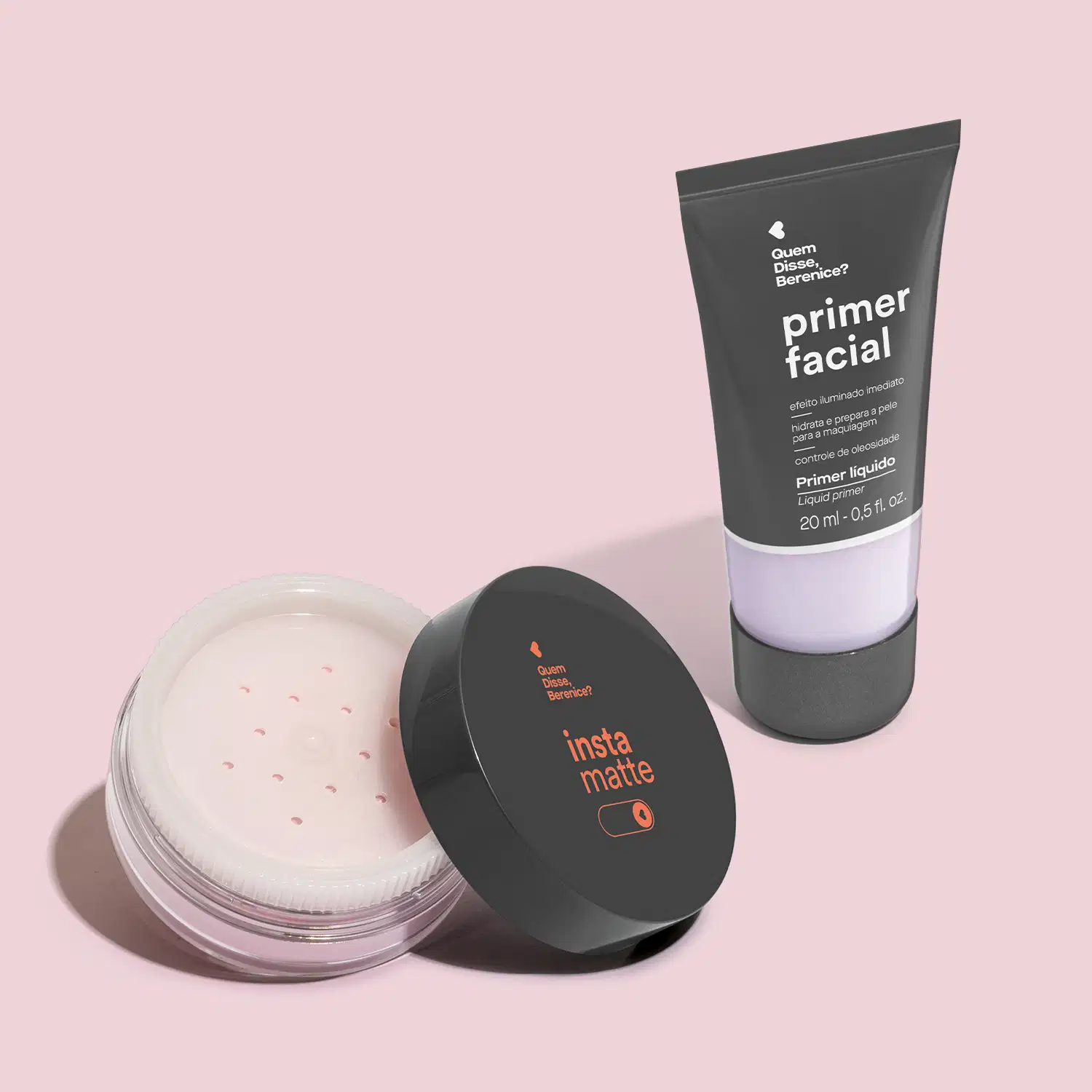 Kit Quem Disse, Berenice? Primer Facial + Pó Solto Translúcido Instamatte Roselelê (2 Produtos)