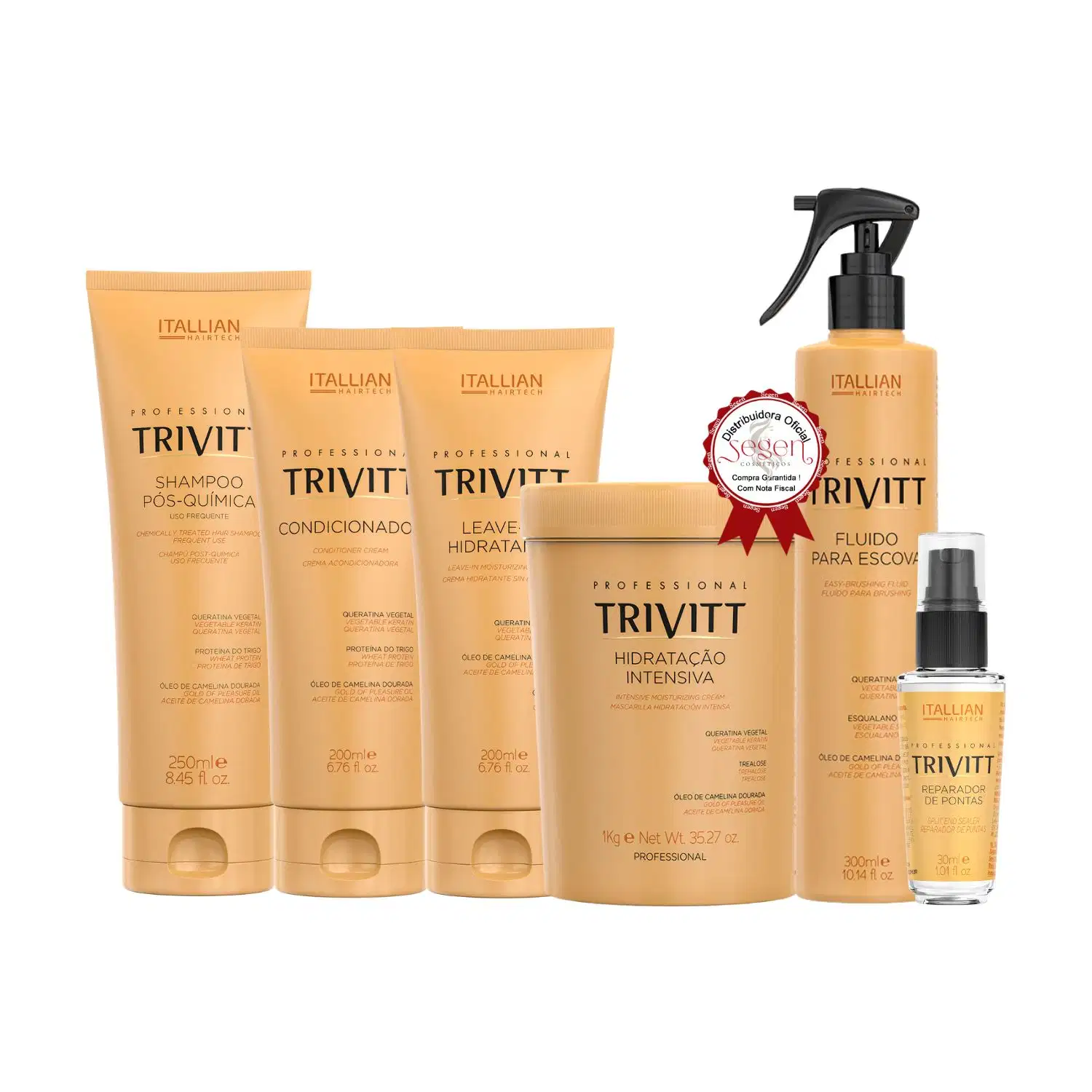 Kit Home Care Trivitt com Leave In + Hidratação 1Kg + Fluido Escova + Reparador