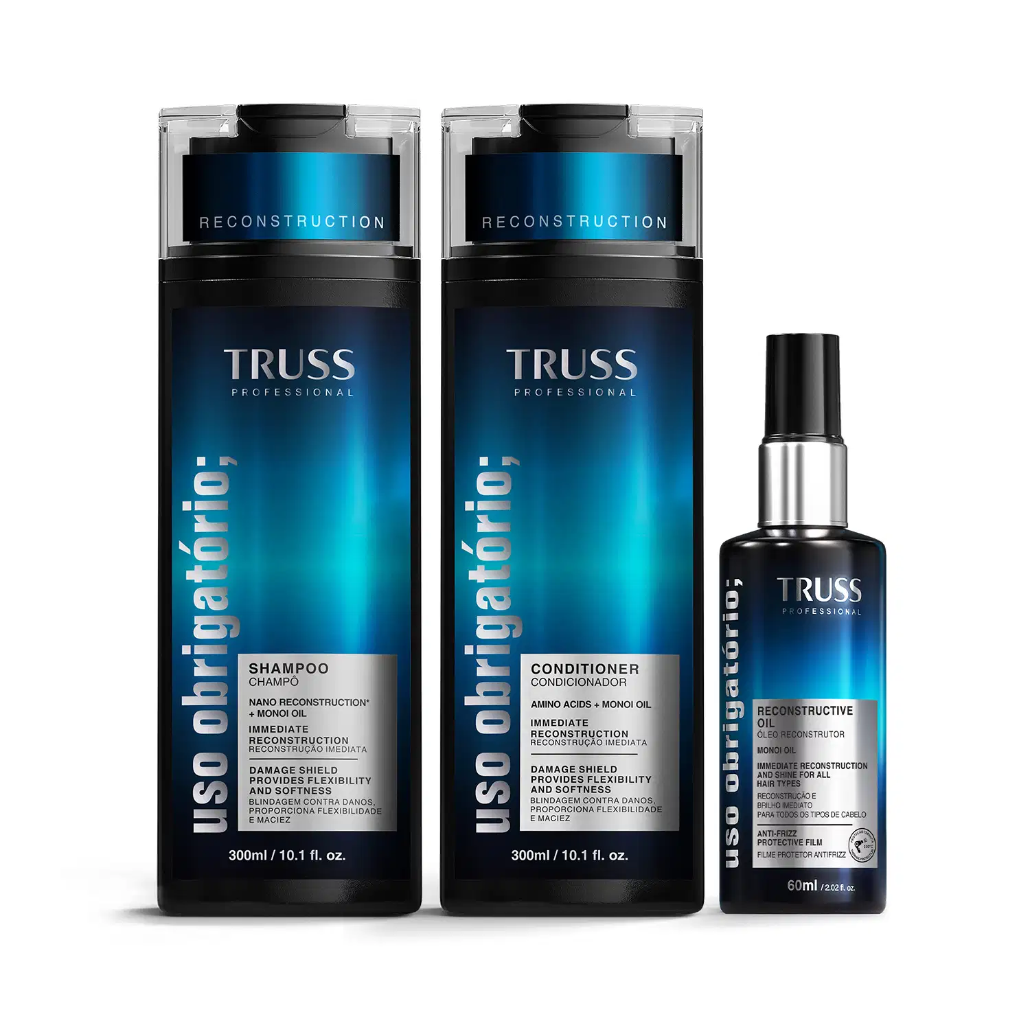 Combo Uso Obrigatório; Shampoo, Condicionador e Óleo