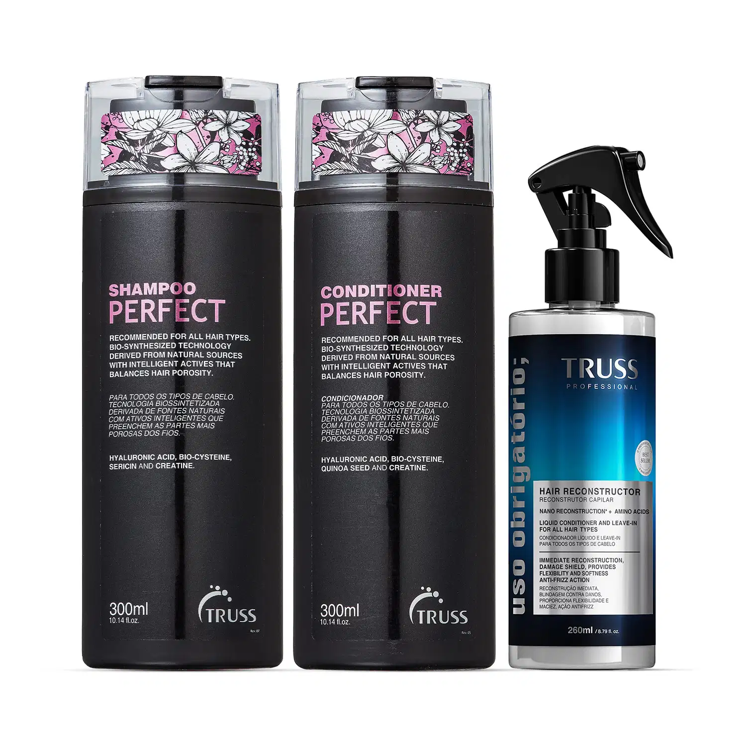 Combo Perfect Obrigatório: Shampoo Perfect 300ml + Condicionador Perfect 300ml + Spray Uso Obrigatório; 260ml