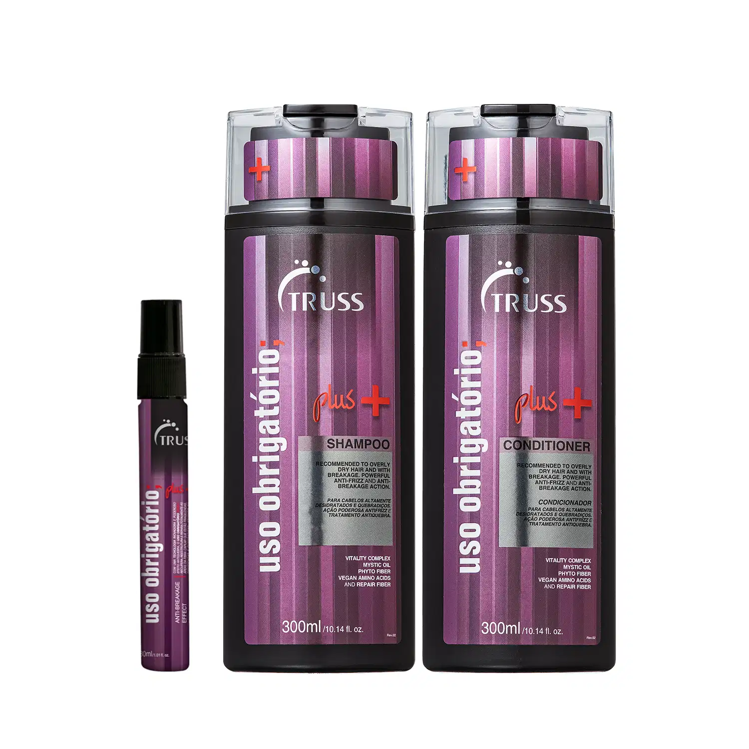 Combo Uso Obrigatório; Plus+ Shampoo 300ml + Condicionador 300ml + Condicionador Antiquebra 30ml