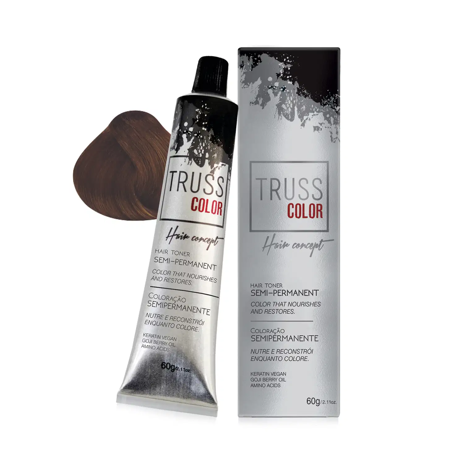 Coloração Semipermanente Truss Color Louro Médio Marrom 7.7 60g