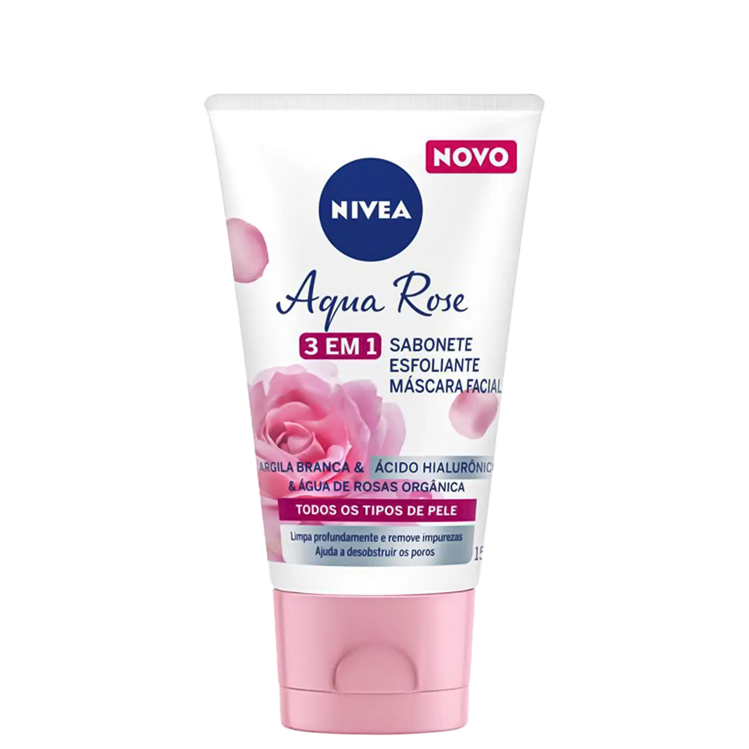 NIVEA Aqua Rose 3 em 1 - Sabonete, Esfoliante e Máscara Facial 150ml