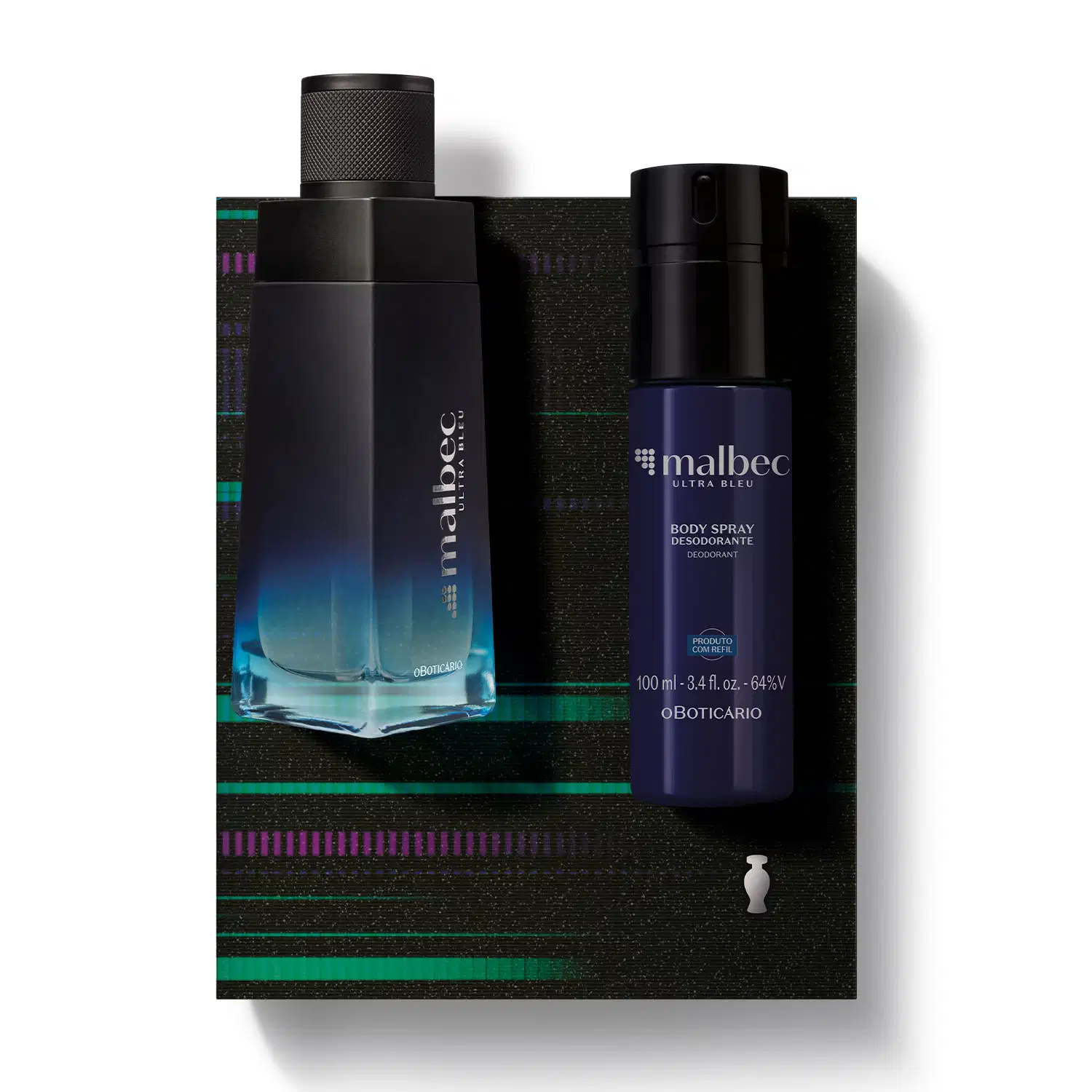 Combo Presente Malbec Ultra Bleu: Desodorante Colônia 100ml + Desodorante Body Spray 100ml + Caixa para Presente