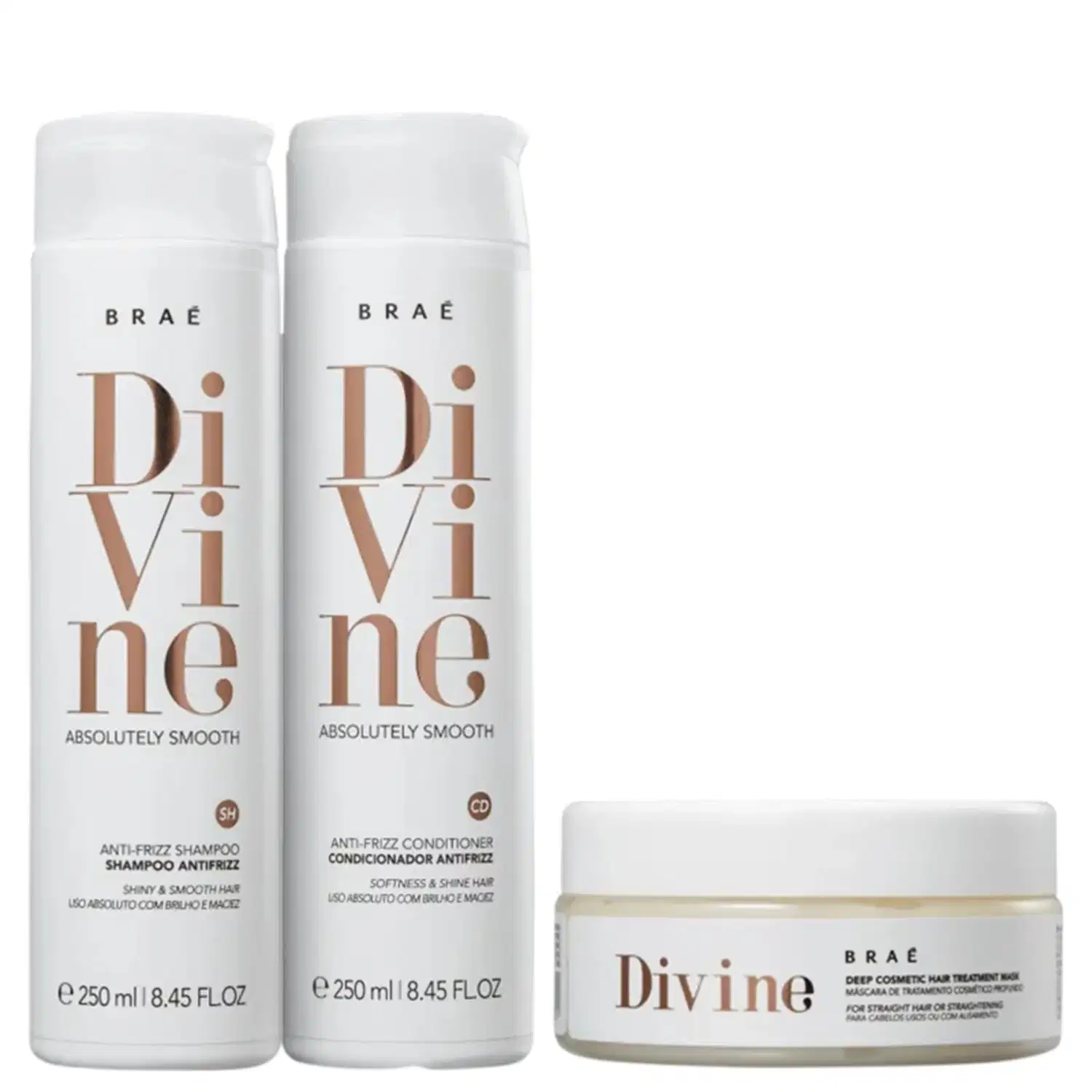 Kit Braé Divine - Shampoo 250ml + Condicionador 250ml + Máscara 200g