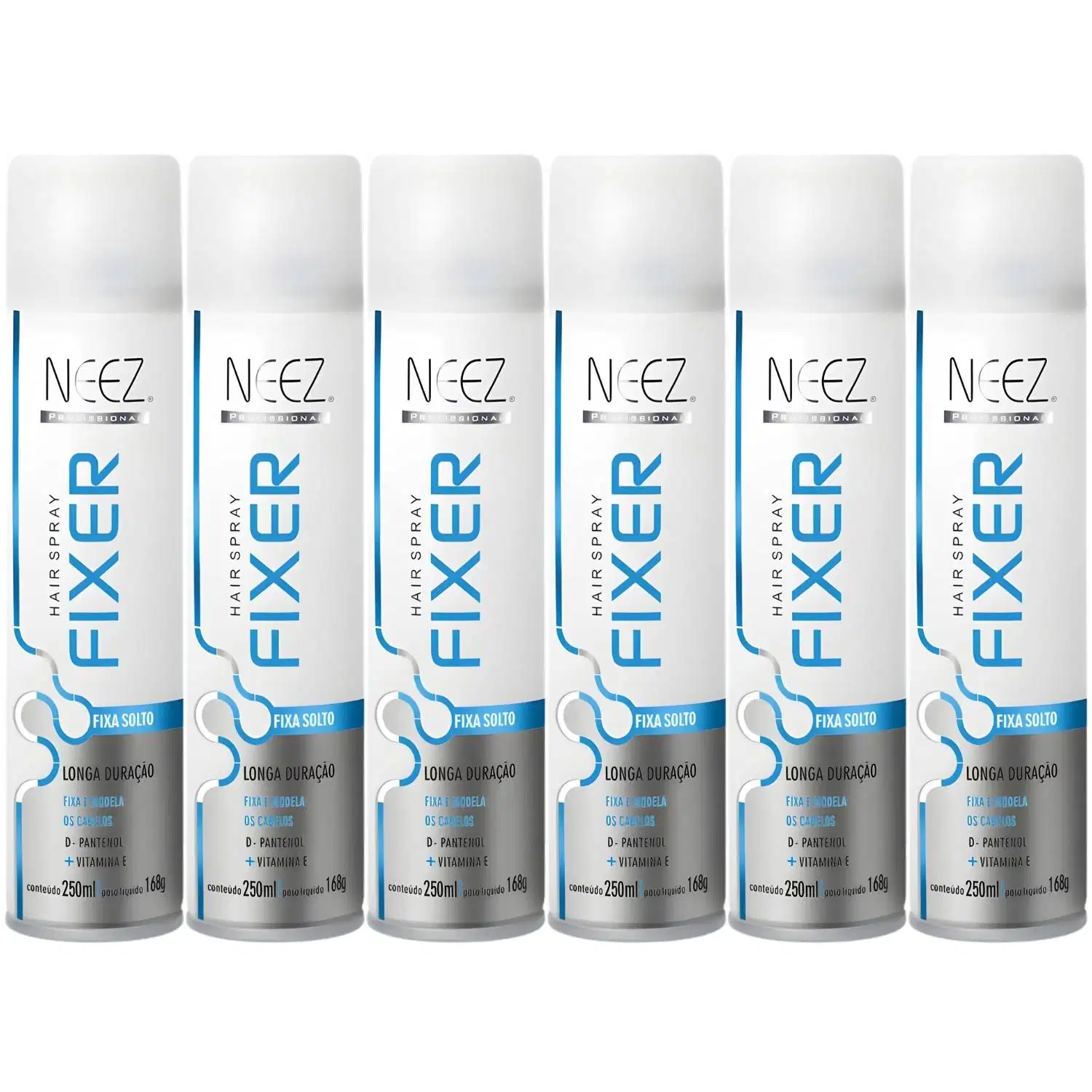 Kit 6 Spray Fixador De Cabelo Profissional Neez Laque Capilar Fixa Solto Longa Duração 250ml