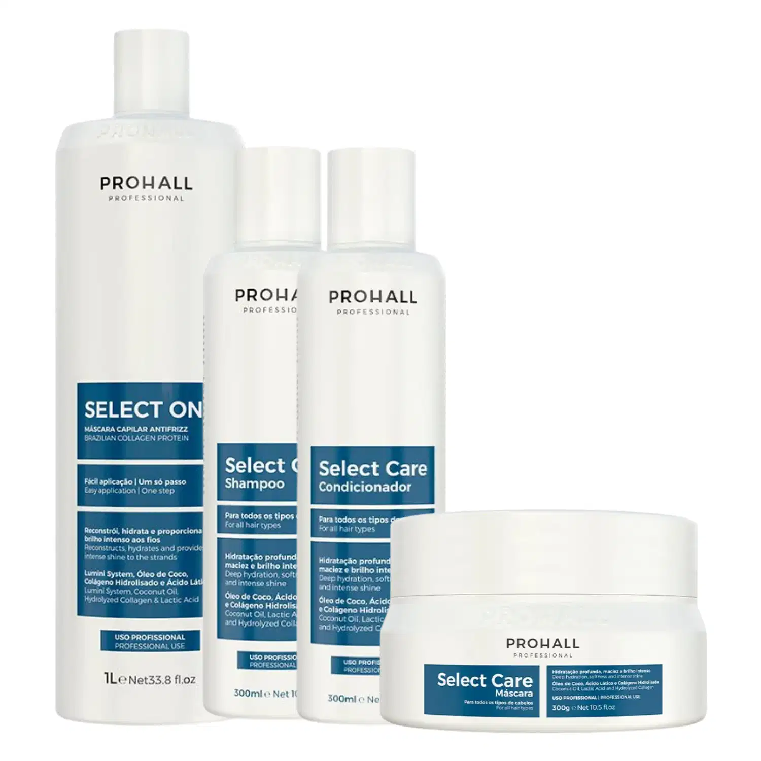 Kit Prohall Select Care + Select One 1L - 4 Produtos