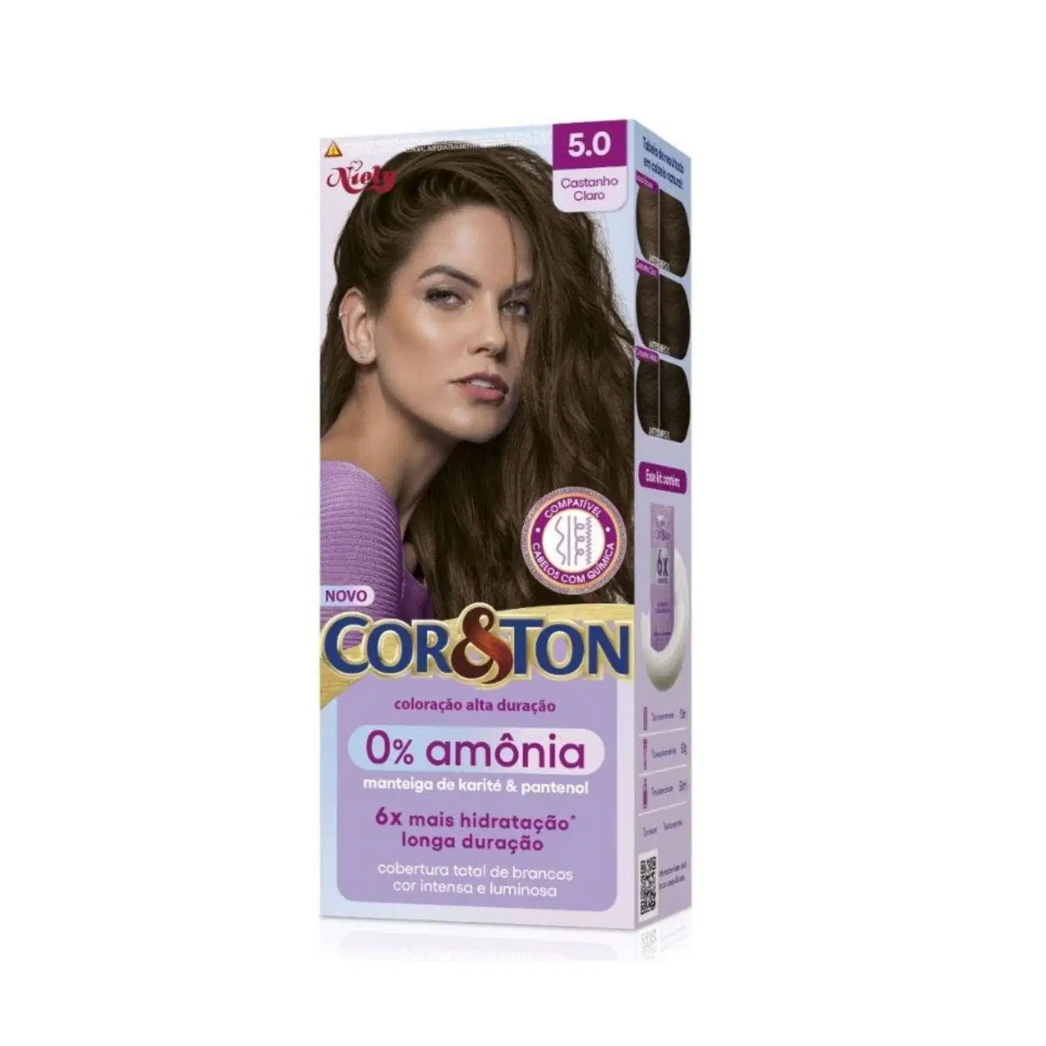 Tintura Cor&Ton Niely 0% Amônia 5.0 Castanho Claro
