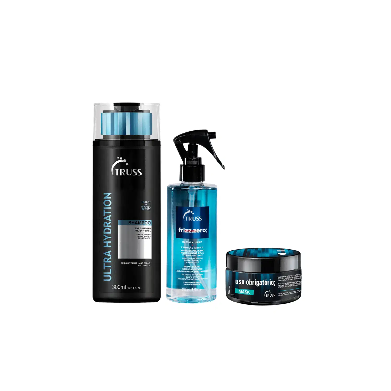 Kit Ultra Hydration Shampoo + Máscara Frizz Zero e Máscara Uso Obrigatório - Truss