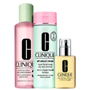 Kit Clinique Sistema 3 Passos Pele 3 Pele Mista para Oleosa Extra (3 produtos)
