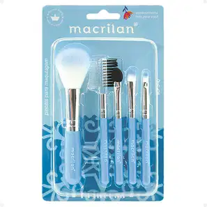 Kit Com 5 Pincéis Para Maquiagem Macrilan Princess Kp9-6 Azul