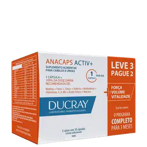 Ducray Anacaps Activ+ Antiqueda - Suplemento Vitamínico (3x30 Cápsulas)