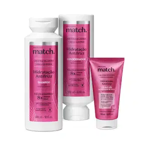 Combo Match Hidratação Antifrizz: Shampoo 300ml + Condicionador 280ml + Leave-In 150ml