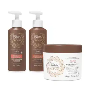 Combo Match Ciência das Curvas Cronograma Capilar Cachos: Máscara Capilar Hidratante 350g + Booster Capilar Nutrição 90ml + Booster Capilar Reconstrução 90ml