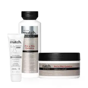 Combo Match Science Pré e Pós-Química: Shampoo 300ml + Máscara 250g + Queratina Concentrada 50ml