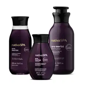 Combo Nativa Spa Uva Merlot: Loção Corporal 400ml + Sabonete Líquido 250ml + Óleo Bifásico 200ml