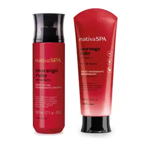Combo Nativa SPA Morango Ruby: Loção Corporal 400ml + Body Splash 200ml