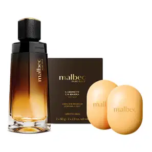 Combo Malbec Pure Gold: Desodorante Colônia 100ml + Sabonete em Barra 2x80g