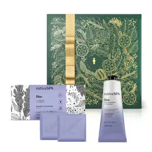 Combo Presente Nativa Spa Lilac: Sabonete Em Barra 2x90g + Creme Para Mãos e Pés 50g + Caixa de Presente
