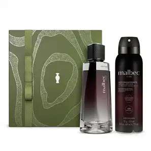 Combo Malbec Icon Desodorante Colônia 100ml + Antitranspirante Aerossol Malbec Icon 75g/125ml + Caixa de Presente