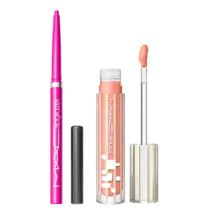 Kit M.A.C Lipglass Airshine Behaved + Lipglazer Glossy Liner Candy Yum Yum (2 Produtos)