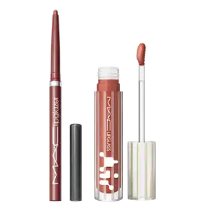 Kit M.A.C Lipglass Airshine Casual + Lipglazer Glossy Liner Whirlin (2 Produtos)