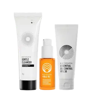 KIT BEYOUNG SKINCARE ANTIOXIDANTE - VITA C 18 30ML - GENTLE CLEANSER 90G - ESSENTIAL OIL CONTROL FPS 30 40G