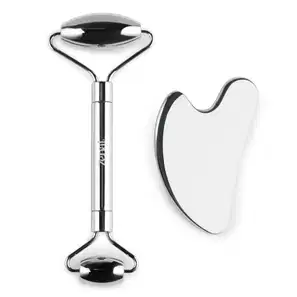 Kit Massagem Facial Boost - Gua Sha e Roller Inox Zenai