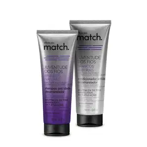 Combo Match Juventude dos Fios Brancos Naturais: Shampoo Anti-Idade Desamarelador 250ml + Condicionador Anti-Idade Desamarelador 250ml