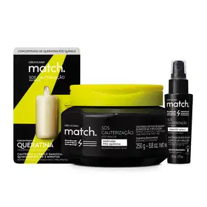 Combo Match SOS Cauterização Pós- Química: Shampoo 250ml + Condicionador 250ml + Máscara Capilar 250g