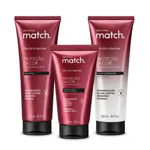 Combo Match. Proteção da Cor: Shampoo 250ml + Condicionador 250ml + Leave-in 150ml