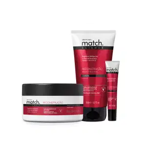 Combo Match Science Reconstrução: Máscara Capilar 250g + Ampola Capilar 15ml + Leave-in 150ml