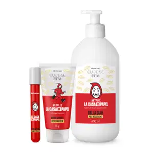 Combo Netflix La Casa de Papel: Máscara Para Pés 75g + Loção Hidratante 400ml + Batom Superfix Vermelho 5ml