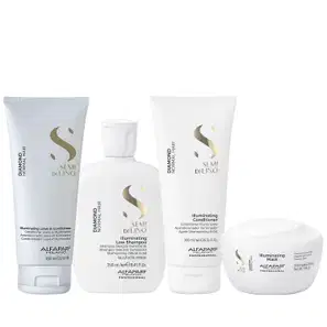 Kit Alfaparf Semi Di Lino Diamond - Shampoo 250ml + Condicionador 200ml + Máscara 200ml + Leave in 200ml