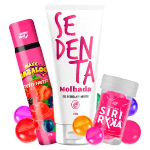 Kit Gel Lubrificante Íntimo Comestível Sedenta Molhada Deslizante e Excitantes 50g