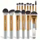 Kit 14 Pincéis Maquiagem MAANGE Base Sombra Corretivo Blush Premium - Dourado Prateado (1)