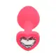 Plug Anal em Silicone Base Coração Médio Pink com Pedra Transparente (1)