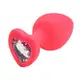Plug Anal em Silicone Base Coração Médio Pink com Pedra Transparente (2)
