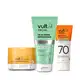 Combo Rotina Completa (Limpeza, Hidratação e Proteção): Gel de Limpeza 150g + Hidratante Facial 100g + Protetor Solar FPS 70 40ml