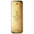 Frasco de perfume dourado da marca Rabanne, com o nome "1 Million" gravado em relevo. O design é elegante e minimalista, com o logotipo da marca destacado.