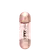 Perfume em frasco cilíndrico de metal rosado. O frasco tem um formato alongado com uma tampa arredondada na parte superior. O rótulo frontal exibe o texto "212 VIP Rosé" em letras douradas sobre fundo rosado.