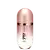 Perfume em frasco cilíndrico de metal rosado. O frasco tem um formato alongado com uma tampa arredondada na parte superior. O rótulo frontal exibe o texto "212 VIP Rosé" em letras douradas sobre fundo rosado.