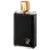 Frasco de perfume Carolina Herrera em embalagem preta com detalhes em vermelho, tampa dourada com logotipo CHHC. Recipiente de vidro com design elegante e sofisticado.