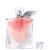 Frasco de perfume Lancôme com tampa prateada e corpo de vidro transparente contendo líquido rosa. Rótulo com nome da marca visível na parte inferior do frasco.