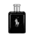 Frasco de perfume Polo Black Ralph Lauren em preto e prata, com logotipo da marca em destaque.