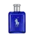 Frasco de perfume Ralph Lauren em tom azul intenso, com tampa prateada e logotipo da marca em destaque. Embalagem elegante e sofisticada, com design minimalista e moderno.