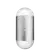 Frasco de perfume Carolina Herrera 212 em formato oval, com superfície prateada e detalhes em branco. O rótulo exibe o nome da fragrância em letras grandes.