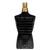 A imagem mostra o perfume Le Male Le Parfum Jean Paul Gaultier um frasco preto e dourado com design em formato inspirado no torso masculino icônico da maison