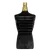 A imagem mostra o perfume Le Male Le Parfum Jean Paul Gaultier um frasco preto e dourado com design em formato inspirado no torso masculino icônico da maison